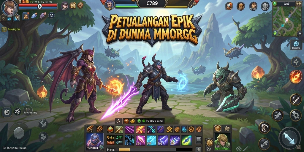 Screenshot menampilkan aksi pertarungan epik dalam C789 MMORPG.