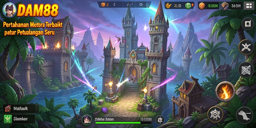 Screenshot menunjukkan aksi seru Tower Defense di dalam DAM88.