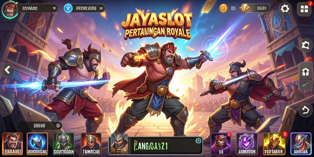 Screenshot JAYASLOT menampilkan aksi tempur intens di arena Battle Royale.