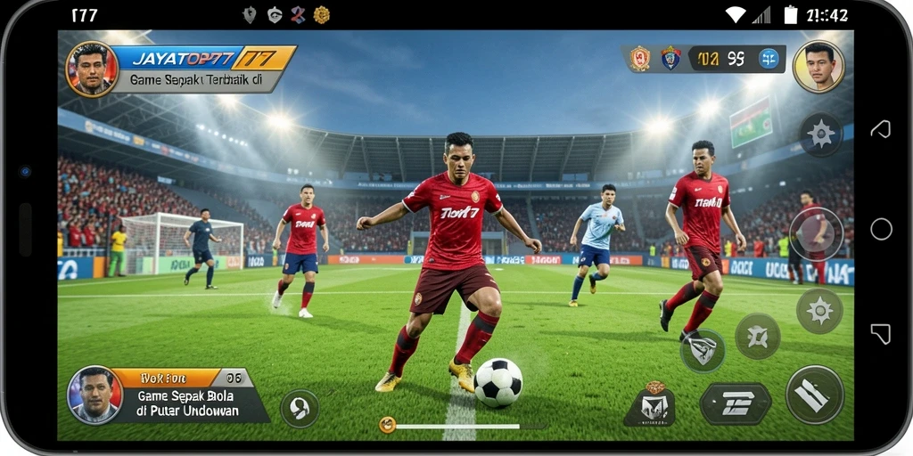 Tampilan gameplay seru dalam JAYATOP77 dengan aksi sepak bola yang mendebarkan.
