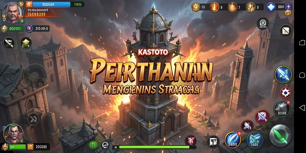 Tampilan gameplay KASTOTO yang menegangkan di arena Tower Defense.