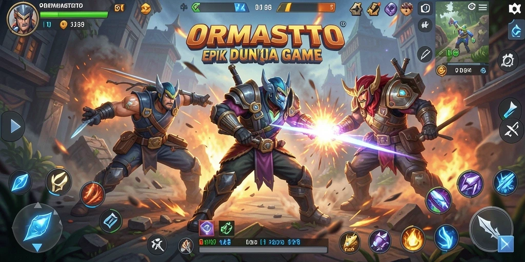 Tangkapan layar gameplay menampilkan pertarungan seru dalam ORMASTOTO.