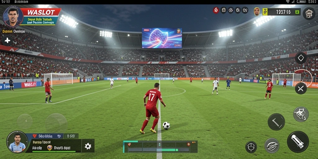 Tangkapan layar WASLOT menunjukkan aksi seru di lapangan sepak bola.