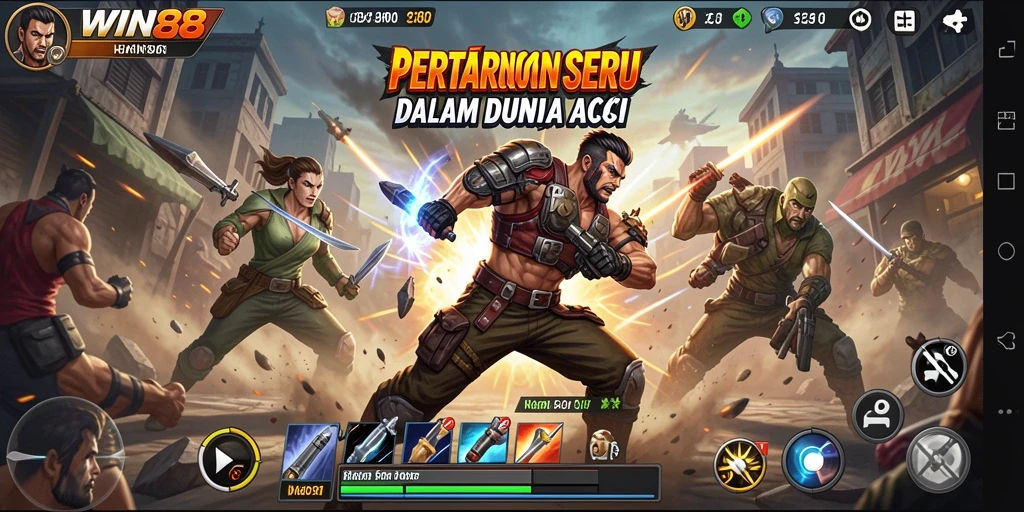 Tampilan gameplay action yang mendebarkan dalam WIN88.